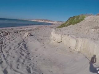 Spunky young woman Sucks member for Cum on a Public Beach in Mexico