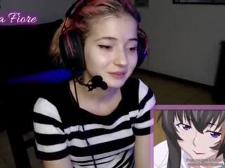 18yo youtuber gets sexually aroused watching hentai during the stream and masturbates - Emma Fiore