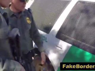 Border patrol agent buries dick into latina's tight cunt
